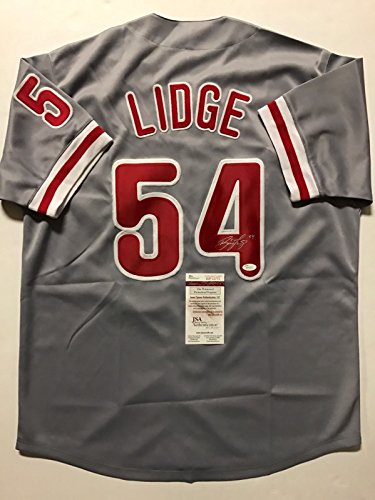 Autographed/Signed Brad Lidge Philadelphia Grey Baseball Jersey JSA COA - 757 Sports Collectibles