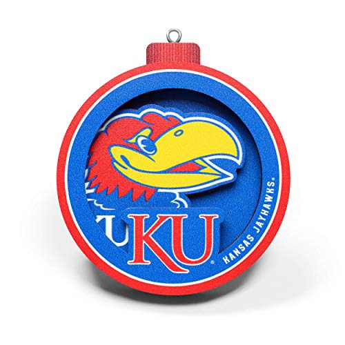 YouTheFan NCAA Kansas Jayhawks 3D Logo Series Ornament, team colors - 757 Sports Collectibles