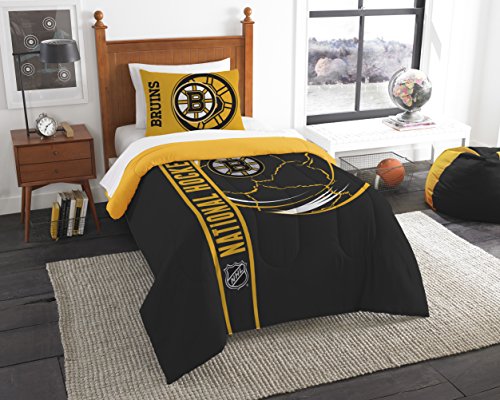 NORTHWEST NHL Boston Bruins Comforter and Sham Set, Twin, Draft - 757 Sports Collectibles