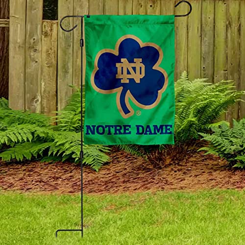 Notre Dame Shamrock Garden Flag and Flag Stand Holder Flagpole Set - 757 Sports Collectibles