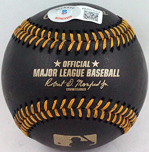 Ronald Acuna Autographed Black Rawlings OML Baseball- Beckett W Gold - 757 Sports Collectibles