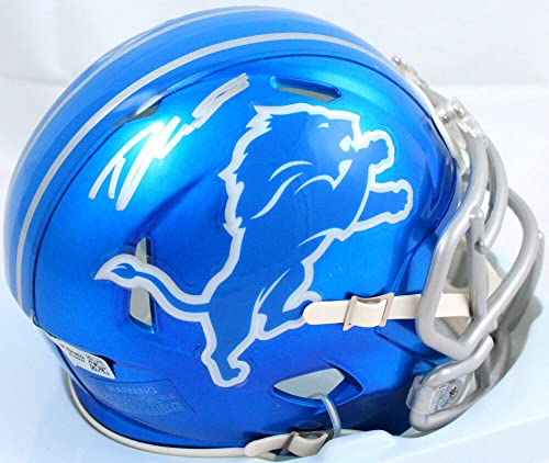 D'Andre Swift Autographed Detroit Lions Flash Speed Mini Helmet-Fanatics Silver - 757 Sports Collectibles