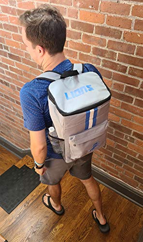 FOCO Cooler Backpack – Portable Soft Sided Ice Chest – Insulated Bag Holds 36 Cans - NFL (Detroit Lions) - 757 Sports Collectibles