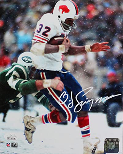 OJ Simpson Autographed Bills Breaking Tackle In Snow 8x10 HM Photo- JSA W White - 757 Sports Collectibles