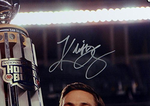 Kliff Kingsbury Autographed 16x20 Holding Trophy Photo- JSA Witness Authenticated - 757 Sports Collectibles