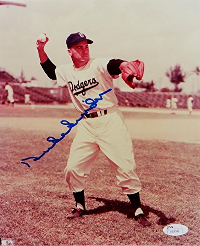 Duke Snider Autographed Dodgers 8x10 Throwing Photo- JSA Auth Blue