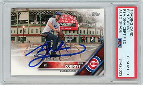 Ben Zobrist 2016 Topps Autographed Card - PSA/DNA 10 - 757 Sports Collectibles