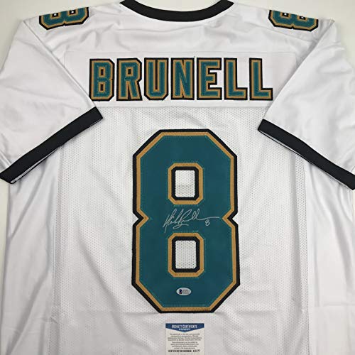 Autographed/Signed Mark Brunell Jacksonville White Football Jersey Beckett BAS COA