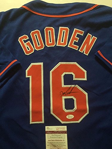 Autographed/Signed Dwight Doc Gooden New York Blue Baseball Jersey JSA COA