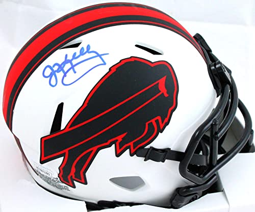 Jim Kelly Autographed Buffalo Bills Lunar Speed Mini Helmet - JSA W Blue - 757 Sports Collectibles