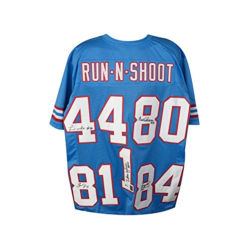 Houston Oilers Run-N-Shoot Autographed Custom Blue Football Jersey - BAS COA - 757 Sports Collectibles