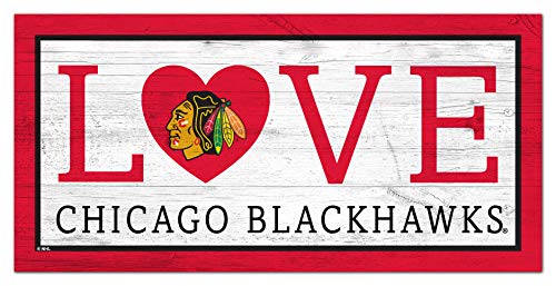 Fan Creations NHL Chicago Blackhawks Unisex Chicago Blackhawks Love Sign, Team Color, 6 x 12 - 757 Sports Collectibles