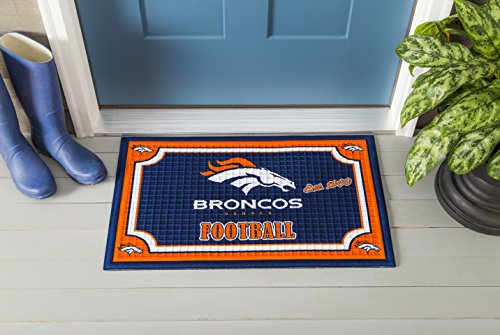 Team Sports America NFL Denver Broncos Embossed Outdoor-Safe Mat - 30" W x 18" H Durable Non Slip Floormat for Football Fans - 757 Sports Collectibles