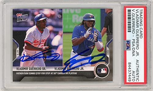 Vladimir Guerrero Jr/Vladimir Guerrero Sr 2021 Topps Now Autographed Card #417- PSA/DNA - 757 Sports Collectibles