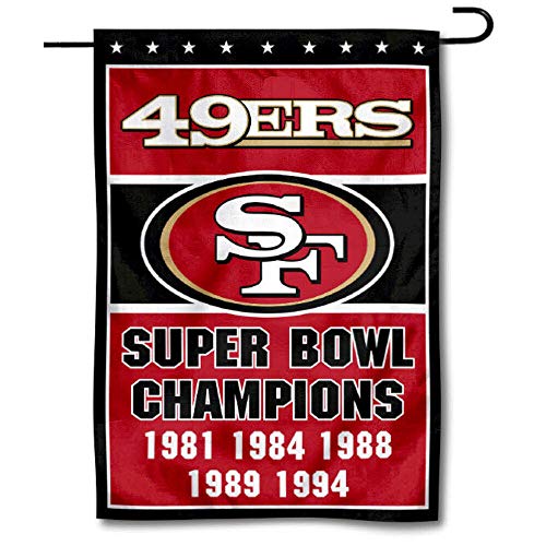 WinCraft San Francisco 49ers 5 Time Super Bowl Champions Double Sided Garden Flag - 757 Sports Collectibles