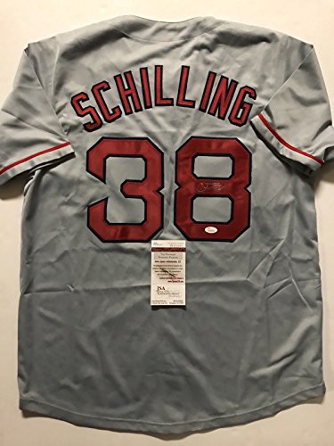 Autographed/Signed Curt Schilling Boston Grey Baseball Jersey JSA COA - 757 Sports Collectibles