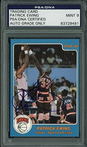 Knicks Patrick Ewing Signed Card Star '86 Rc Auto Graded 9 PSA/DNA Slabbed - 757 Sports Collectibles