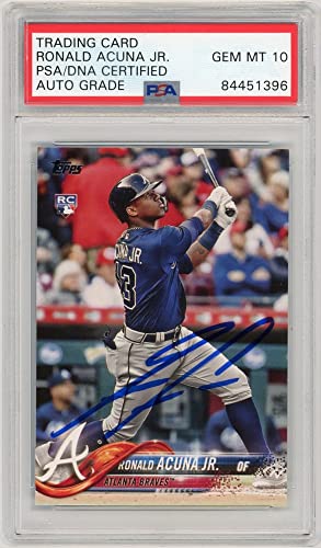 Ronald Acuna Jr 2018 Topps Update Autographed Rookie Card #US250 - PSA/DNA 10 - 757 Sports Collectibles