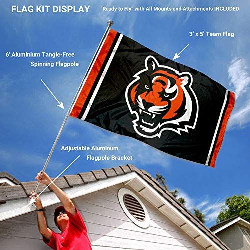 Cincinnati Bengals Flag Pole and Bracket Kit - 757 Sports Collectibles