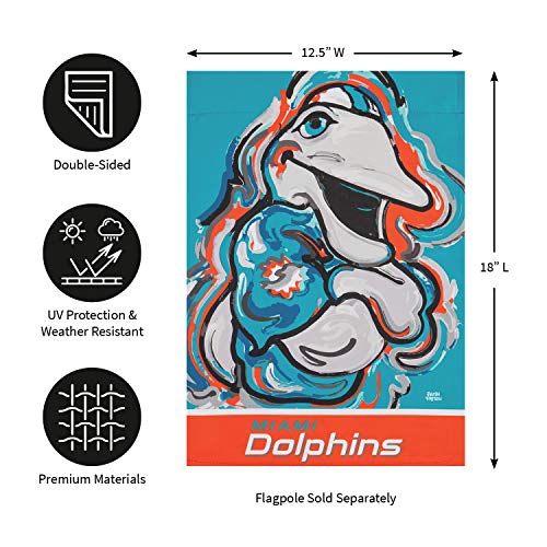 Team Sports America Miami Dolphins Suede Garden Flag 12.5 x 18 Inches Justin Patten - 757 Sports Collectibles