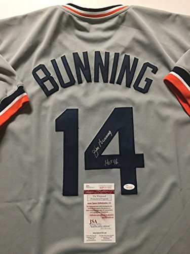 Autographed/Signed Jim Bunning Detroit Grey Baseball Jersey JSA COA