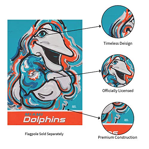 Team Sports America Miami Dolphins Suede Garden Flag 12.5 x 18 Inches Justin Patten - 757 Sports Collectibles