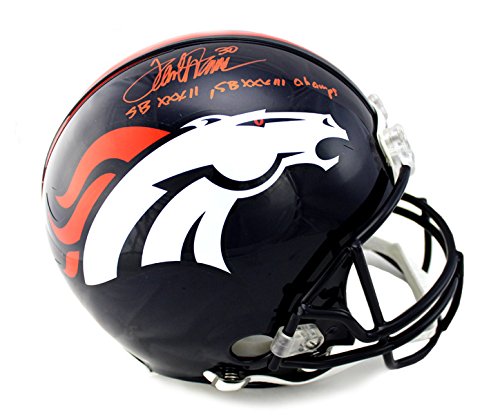 Terrell Davis Autographed/Signed Denver Broncos Authentic NFL Helmet With "SB XXXII, SB XXXIII Champs" Inscription - 757 Sports Collectibles