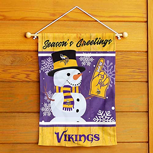 Minnesota Vikings Holiday Winter Snow Garden Flag Double Sided Banner - 757 Sports Collectibles