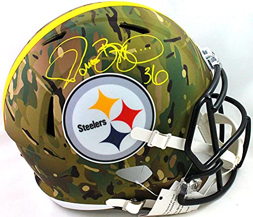 Jerome Bettis Autographed Steelers Camo Speed F/S Helmet- Beckett W Yellow - 757 Sports Collectibles