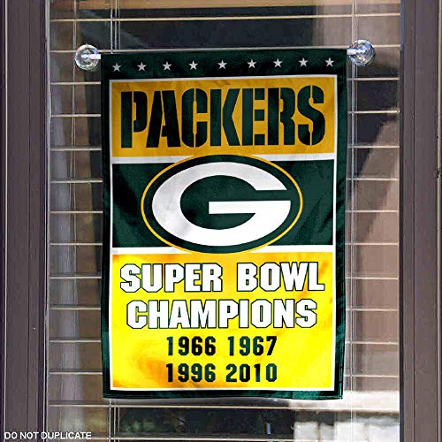 WinCraft Green Bay Packers 4 Time Super Bowl Champions Double Sided Garden Flag - 757 Sports Collectibles