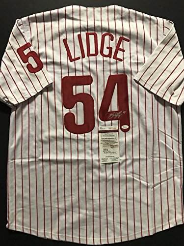 Autographed/Signed Brad Lidge Philadelphia Pinstripe Baseball Jersey JSA COA - 757 Sports Collectibles