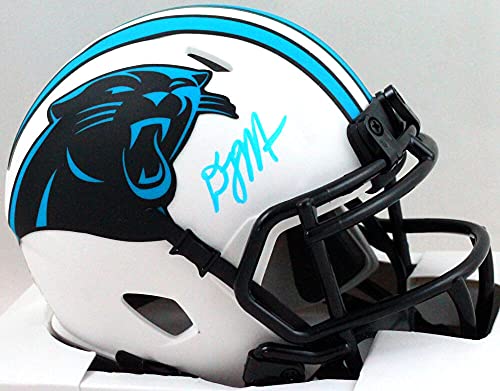 DJ Moore Autographed Carolina Panthers Lunar Speed Mini Helmet - Beckett W Baby Blue - 757 Sports Collectibles