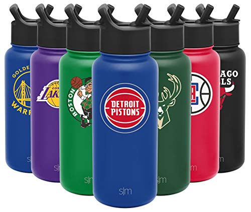 Simple Modern NBA Detroit Pistons 32oz Water Bottle with Straw Lid Insulated Stainless Steel Summit - 757 Sports Collectibles