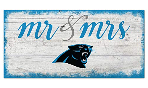 Fan Creations NFL Carolina Panthers Unisex Carolina Panthers Script Mr & Mrs Sign, Team Color, 6 x 12 - 757 Sports Collectibles