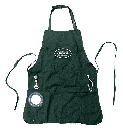 Team Sports America NFL New York Jets Ultimate Grilling Apron Durable Cotton with Beverage Opener and Multi Tool For Football Fans Fathers Day and More - 757 Sports Collectibles