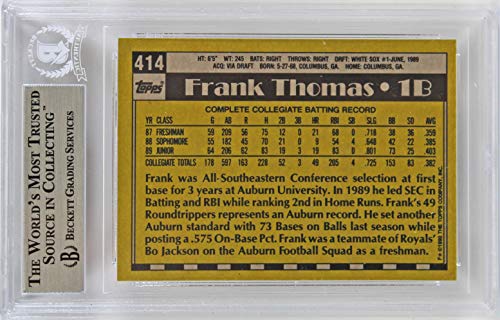 White Sox Frank Thomas Authentic Signed 1990 Topps #414B Rookie Card BAS Slabbed - 757 Sports Collectibles