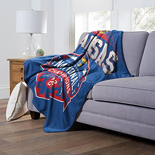 Northwest NCAA Kansas Jayhawks 2022 National Basketball Champions Silk Touch Throw Blanket, 50" x 60", Leader - 757 Sports Collectibles