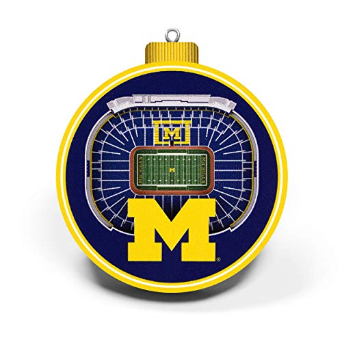 NCAA Michigan Wolverines 3D Stadium View Ornament, Team Colors, Large - 757 Sports Collectibles