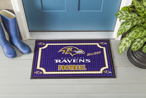 Team Sports America NFL Baltimore Ravens Embossed Outdoor-Safe Mat - 30" W x 18" H Durable Non Slip Floormat for Football Fans - 757 Sports Collectibles