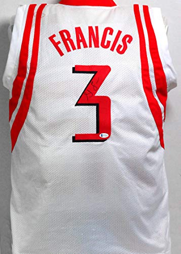 Steve Francis Autographed White w/Red Pro Style Jersey- Beckett Witness Black - 757 Sports Collectibles