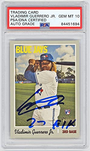 Vladimir Guerrero Jr 2019 Topps Heritage Autographed Inscription Rookie Card #504 - PSA/DNA 10 - 757 Sports Collectibles