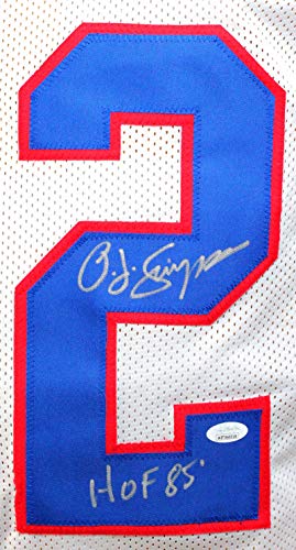 O. J. Simpson Autographed White Pro Style Jersey w/HOF- JSA Witnessed Silver - 757 Sports Collectibles