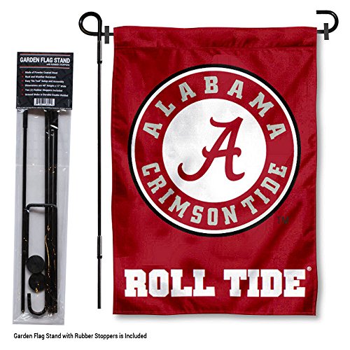 College Flags & Banners Co. Alabama Crimson Tide Garden Flag with Stand Holder - 757 Sports Collectibles