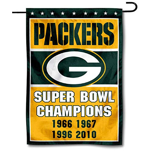 WinCraft Green Bay Packers 4 Time Super Bowl Champions Double Sided Garden Flag - 757 Sports Collectibles