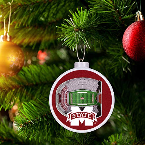 NCAA Mississippi State Bulldogs 3D StadiumView Ornament, Team Colors, Large - 757 Sports Collectibles