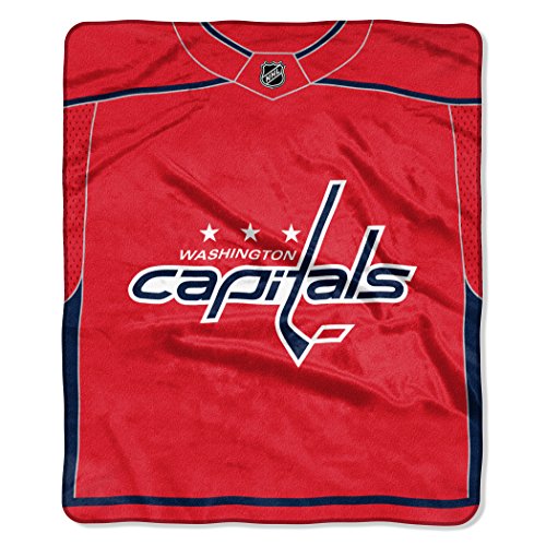 NORTHWEST NHL Washington Capitals Raschel Throw Blanket, 50" x 60", Jersey - 757 Sports Collectibles