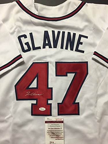 Autographed/Signed Tom Glavine Atlanta White Baseball Jersey JSA COA