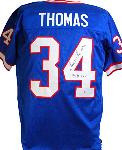 Thurman Thomas Autographed Blue Pro Style Jersey w/NFL/MVP- Beckett W - 757 Sports Collectibles