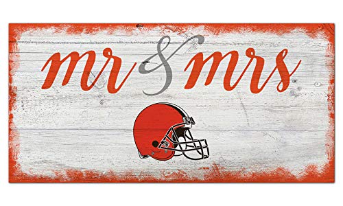 Fan Creations NFL Cleveland Browns Unisex Cleveland Browns Script Mr & Mrs Sign, Team Color, 6 x 12 - 757 Sports Collectibles