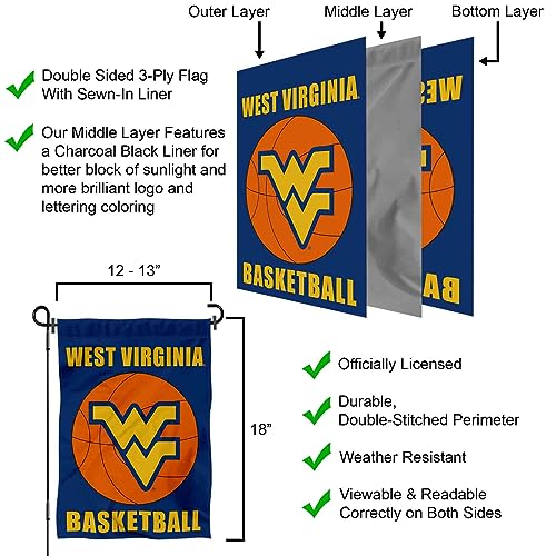 West Virginia Mountaineers Basketball Garden Flag - 757 Sports Collectibles
